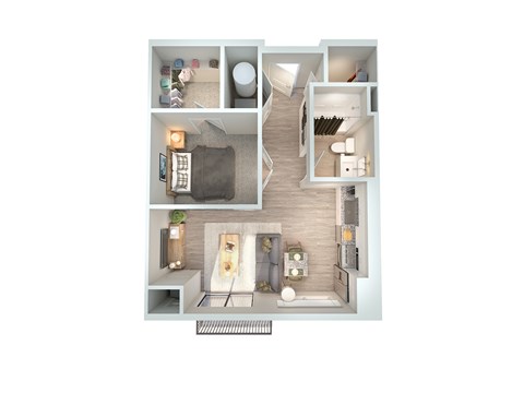 Floor plan for 1 bed, 1 bath, 576 sqft